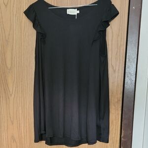 Black Ruffled Short Sleeve Tee